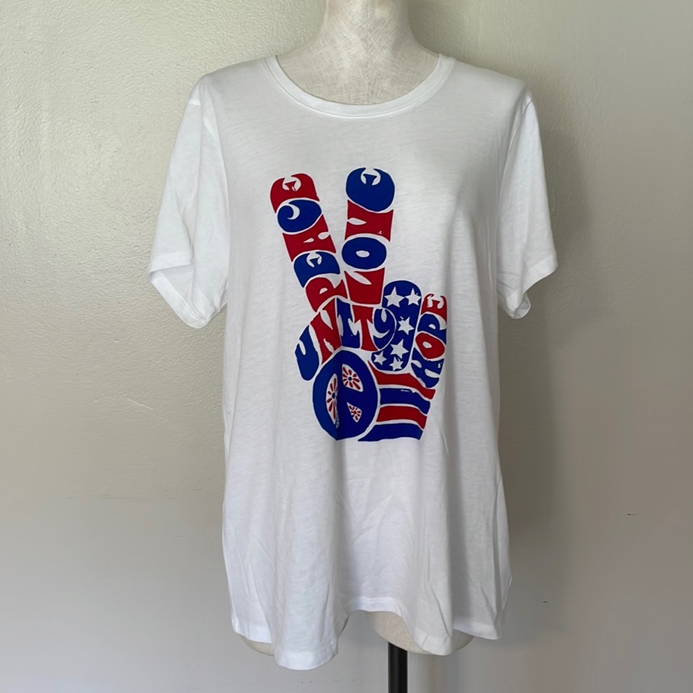 NWOT Lucky Brand Peace Tee. Size 1X